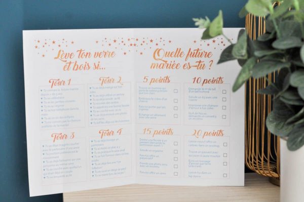 2 jeux de défis & questions indiscrètes pour EVJF | Printable